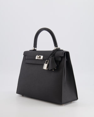 Hermès Kelly 25 Sellier Bag in Black Epsom Leather with Palladium Hardware