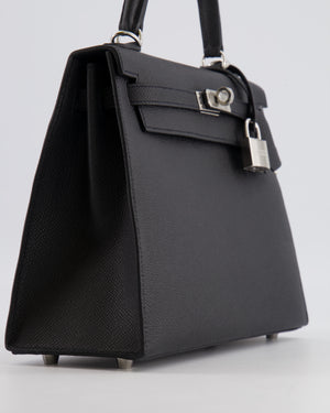 Hermès Kelly 25 Sellier Bag in Black Epsom Leather with Palladium Hardware