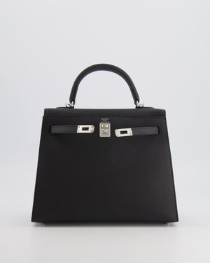 Hermès Kelly 25 Sellier Bag in Black Epsom Leather with Palladium Hardware