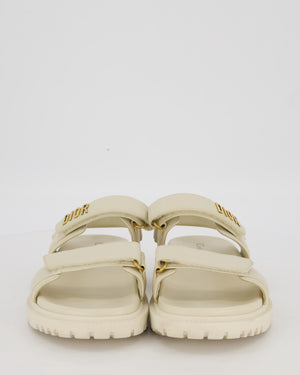 Christian Dior Dioract Beige Lambskin Sandal with Gold Hardware Size EU 41.5