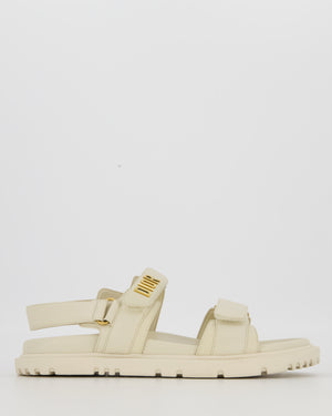 Christian Dior Dioract Beige Lambskin Sandal with Gold Hardware Size EU 41.5