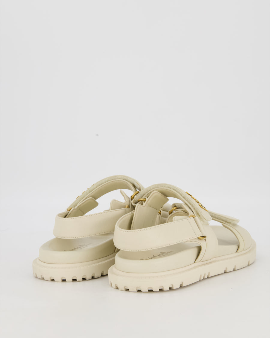 Christian Dior Dioract Beige Lambskin Sandal with Gold Hardware Size EU 41.5