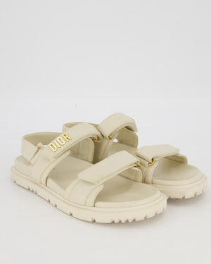 Christian Dior Dioract Beige Lambskin Sandal with Gold Hardware Size EU 41.5
