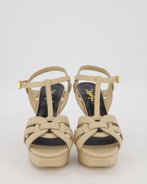 Saint Laurent Beige Leather Tribute Heeled Sandals Size EU 42 RRP £880