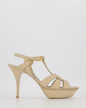 Saint Laurent Beige Leather Tribute Heeled Sandals Size EU 42 RRP £880
