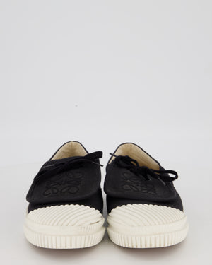 Loewe Anagram Flap Trainers in Black Canvas with White Rubber Toe Size EU 41