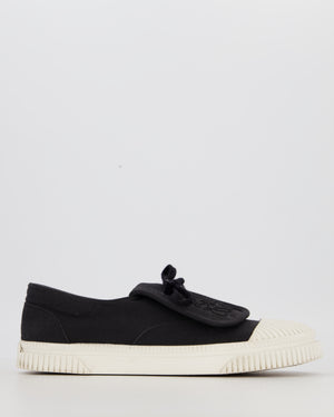 Loewe Anagram Flap Trainers in Black Canvas with White Rubber Toe Size EU 41