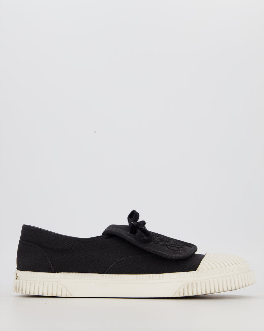 Loewe Anagram Flap Trainers in Black Canvas with White Rubber Toe Size EU 41