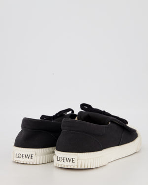 Loewe Anagram Flap Trainers in Black Canvas with White Rubber Toe Size EU 41
