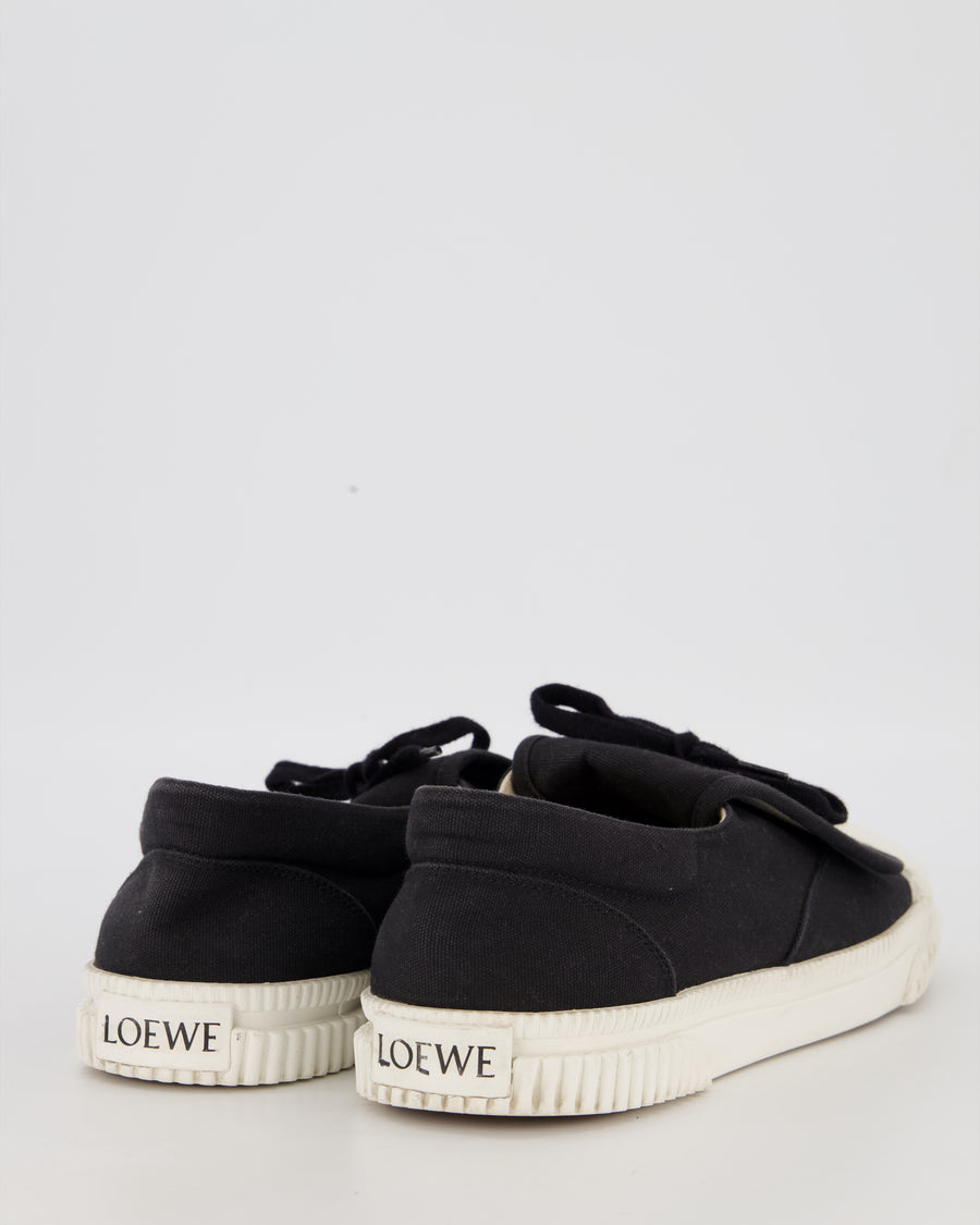 Loewe Anagram Flap Trainers in Black Canvas with White Rubber Toe Size EU 41