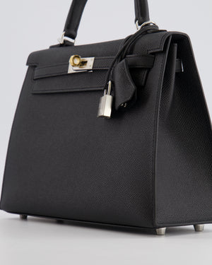 Hermès Kelly 25 Sellier Bag in Black Epsom Leather with Electrum Hardware