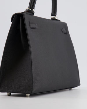 Hermès Kelly 25 Sellier Bag in Black Epsom Leather with Electrum Hardware