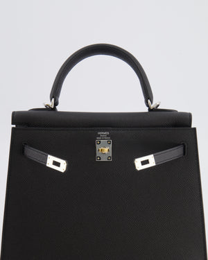 Hermès Kelly 25 Sellier Bag in Black Epsom Leather with Electrum Hardware