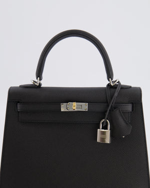 Hermès Kelly 25 Sellier Bag in Black Epsom Leather with Electrum Hardware