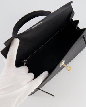 Hermès Kelly 25 Sellier Bag in Black Epsom Leather with Electrum Hardware