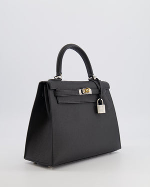 Hermès Kelly 25 Sellier Bag in Black Epsom Leather with Electrum Hardware