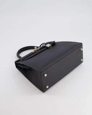 Hermès Kelly 25 Sellier Bag in Black Epsom Leather with Electrum Hardware
