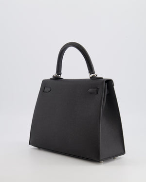Hermès Kelly 25 Sellier Bag in Black Epsom Leather with Electrum Hardware