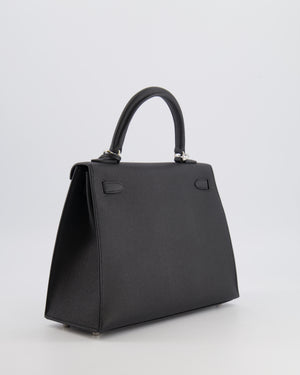 Hermès Kelly 25 Sellier Bag in Black Epsom Leather with Electrum Hardware