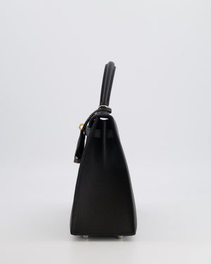 Hermès Kelly 25 Sellier Bag in Black Epsom Leather with Electrum Hardware