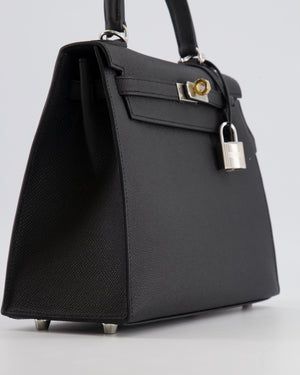 Hermès Kelly 25 Sellier Bag in Black Epsom Leather with Electrum Hardware