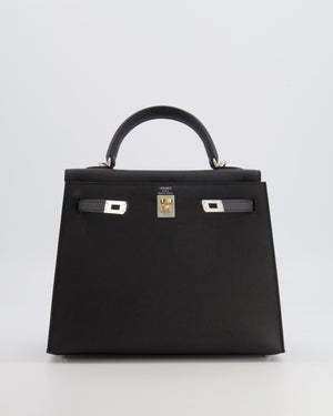 Hermès Kelly 25 Sellier Bag in Black Epsom Leather with Electrum Hardware