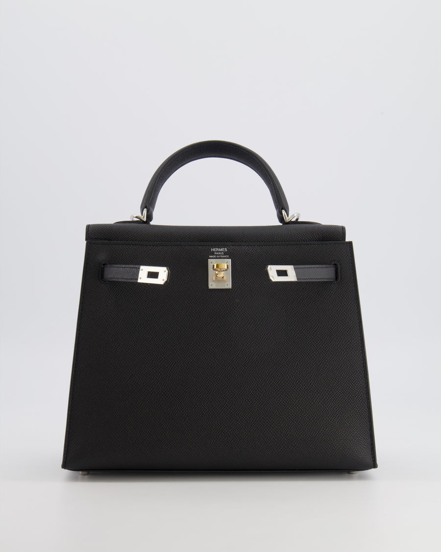 Hermès Kelly 25 Sellier Bag in Black Epsom Leather with Electrum Hardware