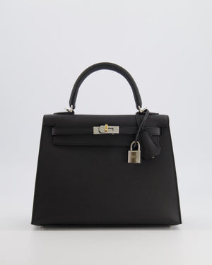 Hermès Kelly 25 Sellier Bag in Black Epsom Leather with Electrum Hardware