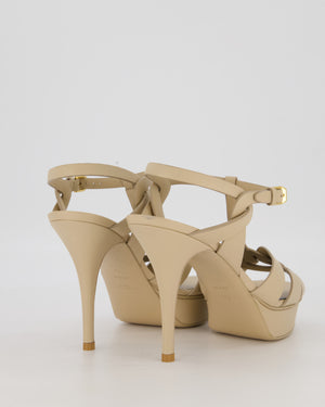 Saint Laurent Beige Leather Tribute Heeled Sandals Size EU 42 RRP £880