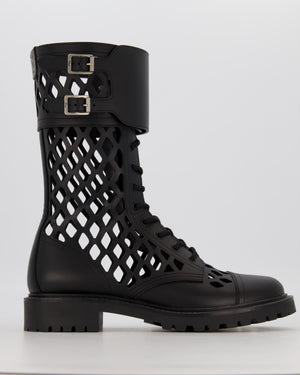 Christian Dior Black D-Trap Leather Buckle Lace Up Combat Boots Size EU 42