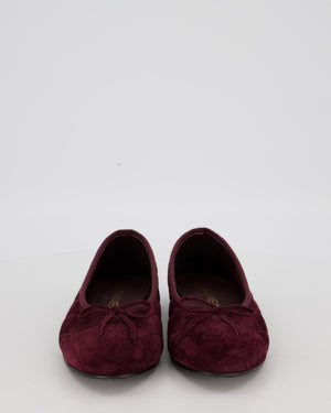 Chanel Ballet Flats in Burgundy with CC Logo In Suede Leather Size EU 39.5 C