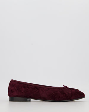 Chanel Ballet Flats in Burgundy with CC Logo In Suede Leather Size EU 39.5 C