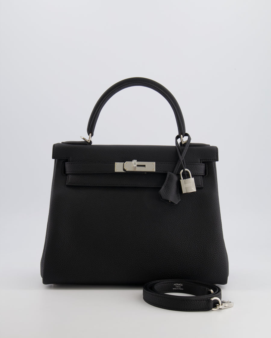 Hermès Kelly 28 Retourne Bag in Noir Togo Leather with Palladium Hardware