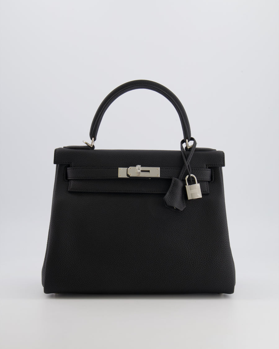 Hermès Kelly 28 Retourne Bag in Noir Togo Leather with Palladium Hardware