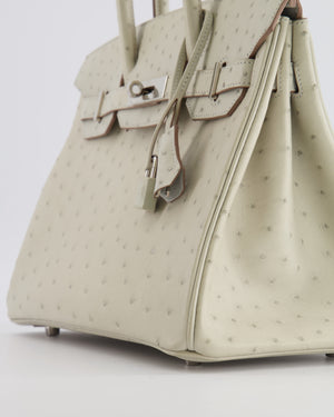 Hermès Birkin 30 Retourne Bag in Gris Perle Ostrich Leather with Palladium Hardware