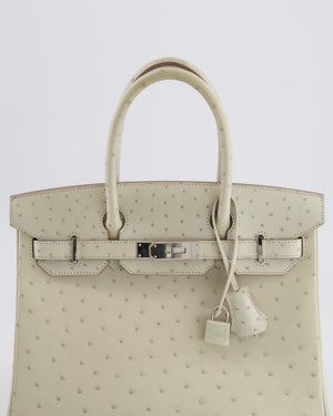 Hermès Birkin 30 Retourne Bag in Gris Perle Ostrich Leather with Palladium Hardware