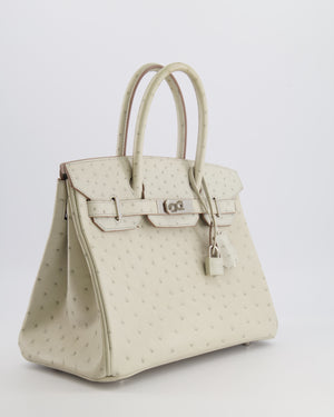 Hermès Birkin 30 Retourne Bag in Gris Perle Ostrich Leather with Palladium Hardware