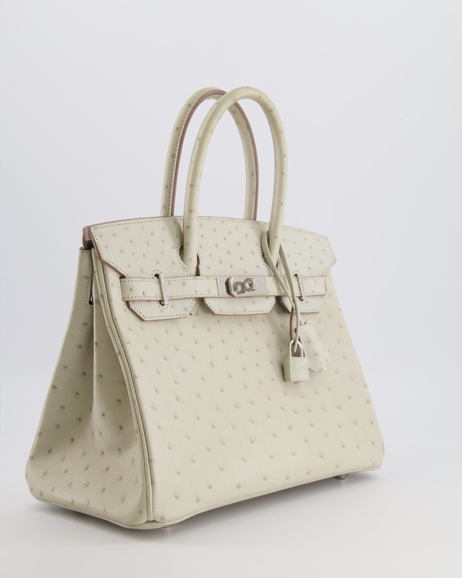 Hermès Birkin 30 Retourne Bag in Gris Perle Ostrich Leather with Palladium Hardware