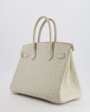 Hermès Birkin 30 Retourne Bag in Gris Perle Ostrich Leather with Palladium Hardware