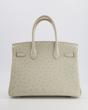 Hermès Birkin 30 Retourne Bag in Gris Perle Ostrich Leather with Palladium Hardware