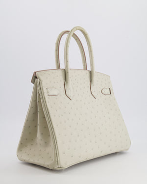 Hermès Birkin 30 Retourne Bag in Gris Perle Ostrich Leather with Palladium Hardware