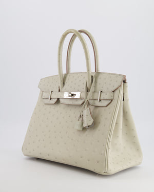Hermès Birkin 30 Retourne Bag in Gris Perle Ostrich Leather with Palladium Hardware