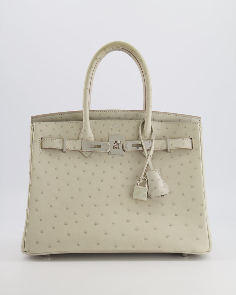 Hermès Birkin 30 Retourne Bag in Gris Perle Ostrich Leather with Palladium Hardware