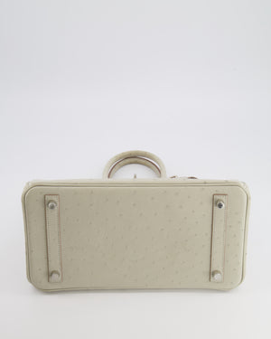 Hermès Birkin 30 Retourne Bag in Gris Perle Ostrich Leather with Palladium Hardware