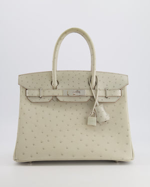 Hermès Birkin 30 Retourne Bag in Gris Perle Ostrich Leather with Palladium Hardware