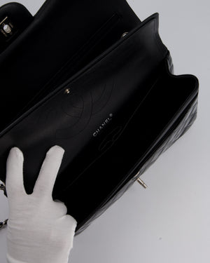 Chanel Black Patent Leather Jumbo Flap Bag With Silver Hardware