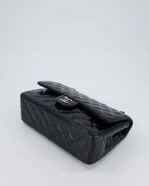 Chanel Black Patent Leather Jumbo Flap Bag With Silver Hardware
