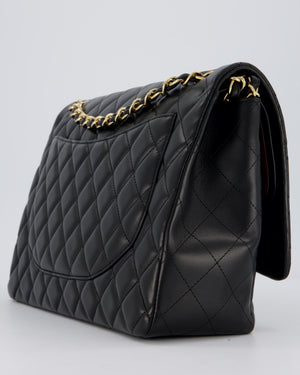 Chanel Black Maxi Single Flap Bag in Black Lambskin Leather with Gold Hardware