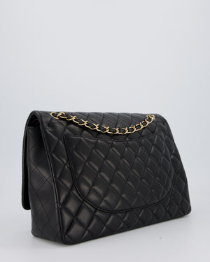 Chanel Black Maxi Single Flap Bag in Black Lambskin Leather with Gold Hardware