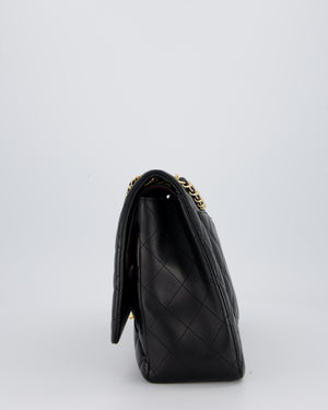 Chanel Black Maxi Single Flap Bag in Black Lambskin Leather with Gold Hardware